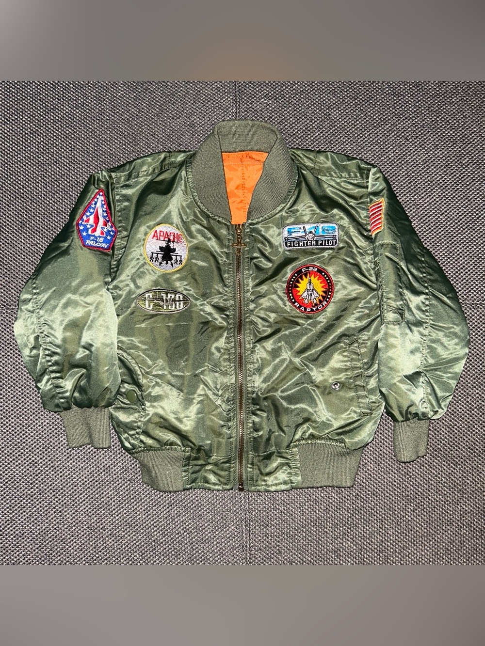 Rare B12-Alpha Industries Olive Green full zip bomber jacket Small